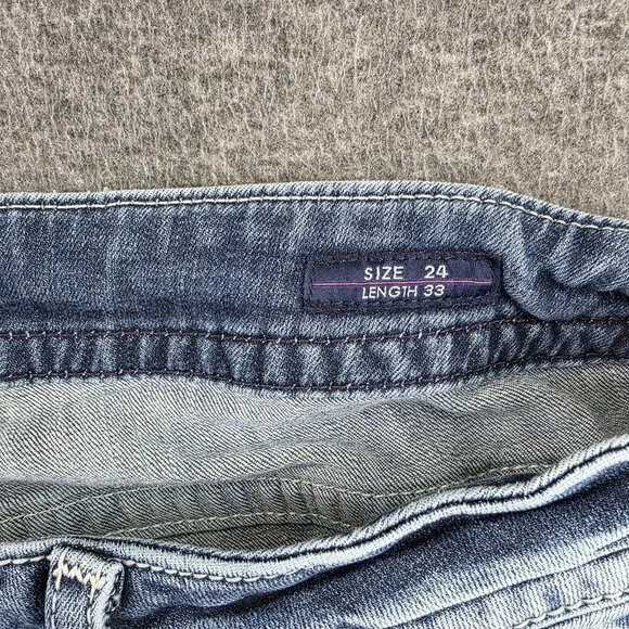 VIGOSS Bootcut Jeans Womens 24 24x33 Blue Light Wash Embellished Chelsea - Picture 5 of 10